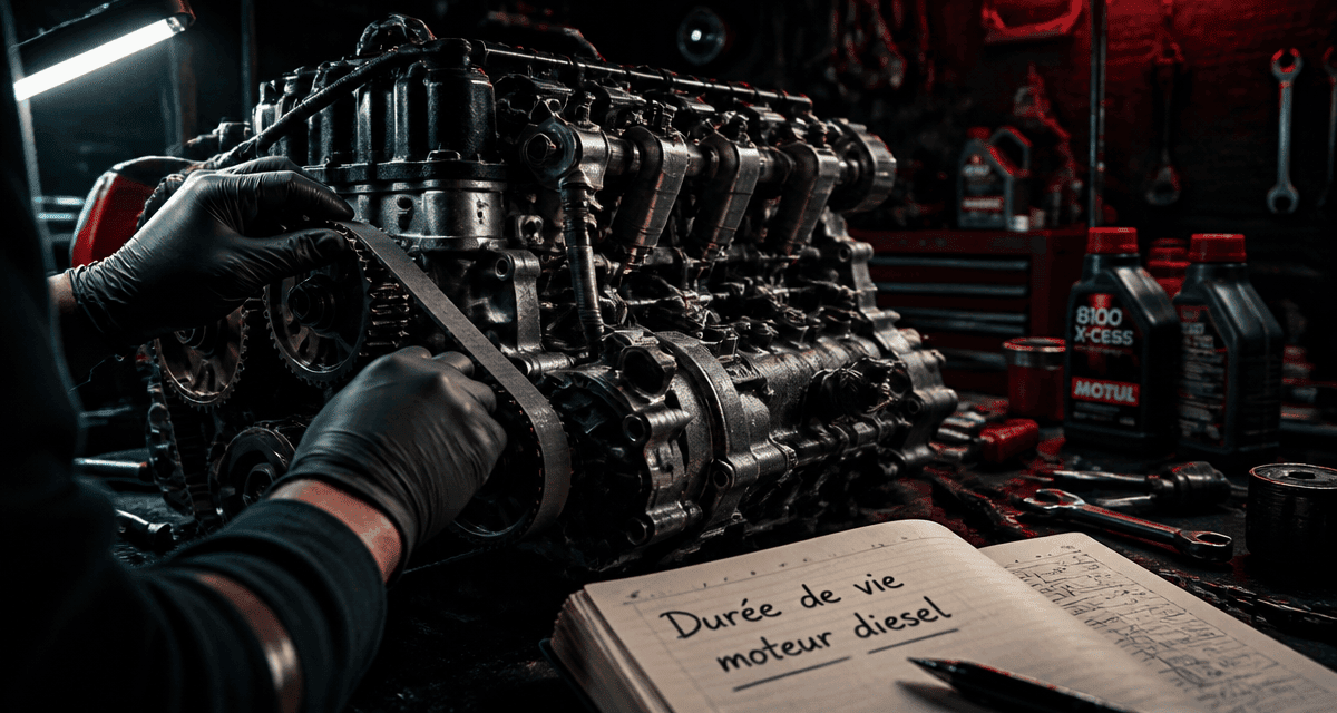 Durée de vie moteur diesel, moteur ouvert sur établi