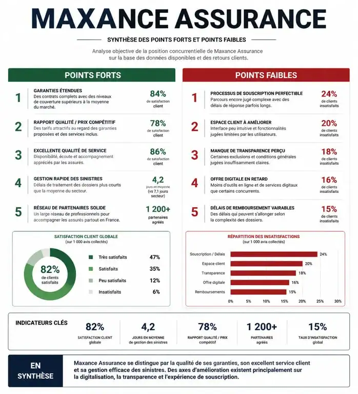 Synthèse des avis et points forts et faibles de Maxance Assurance