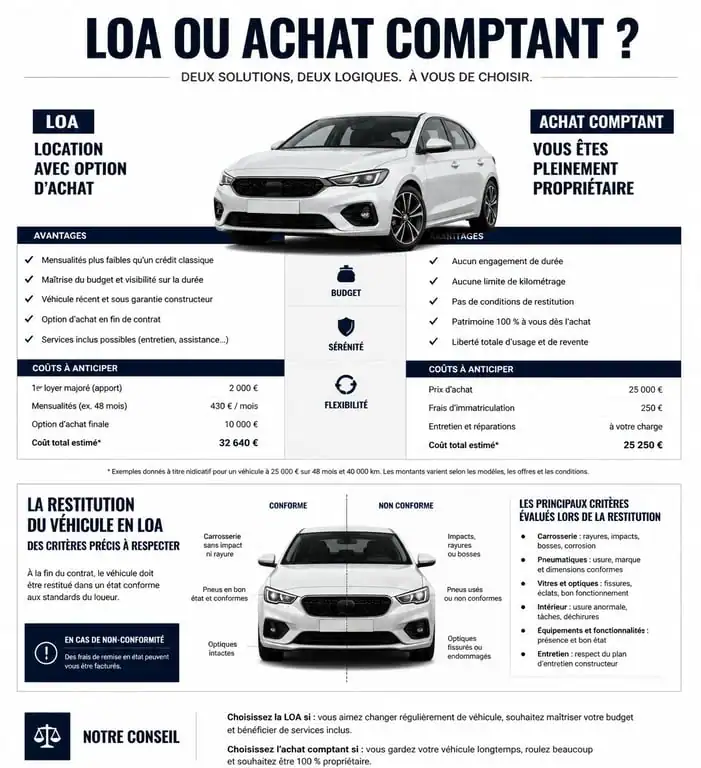 Infographie comparative leasing voiture en leasing avis et achat automobile