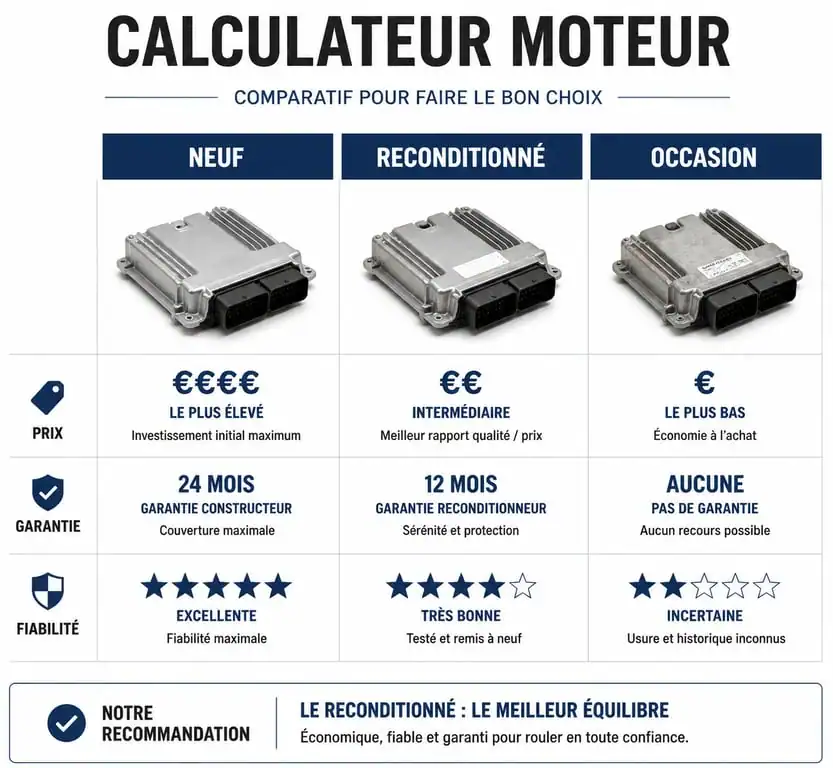Comparatif des prix et fiabilité des calculateurs moteur : neuf, reconditionné et occasion