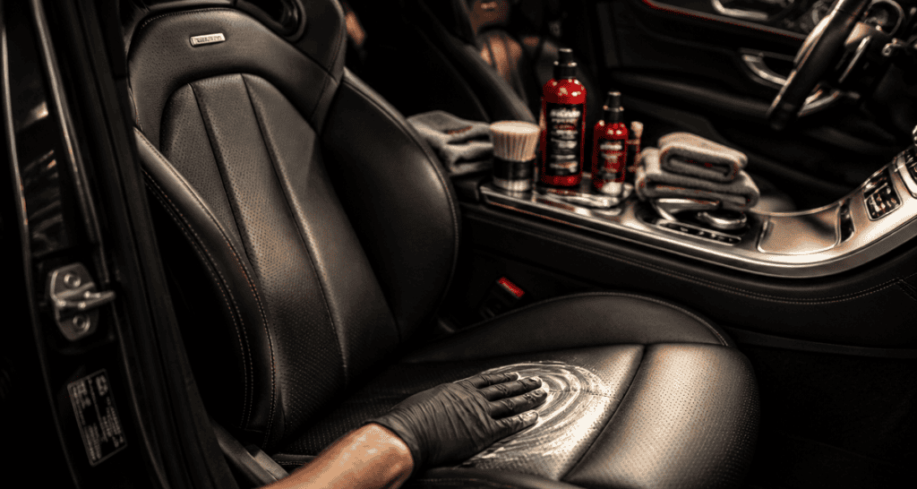 entretien sieges en cuir voiture main applique lait sur siege