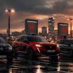 meilleur voiture 2025 sur parking urbain en fin d’après-midi