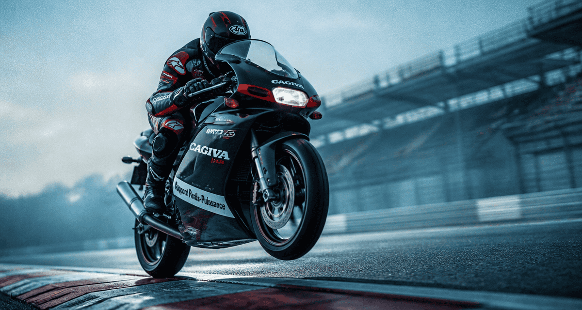 Moto 2 temps Cagiva Mito 125 accélération circuit