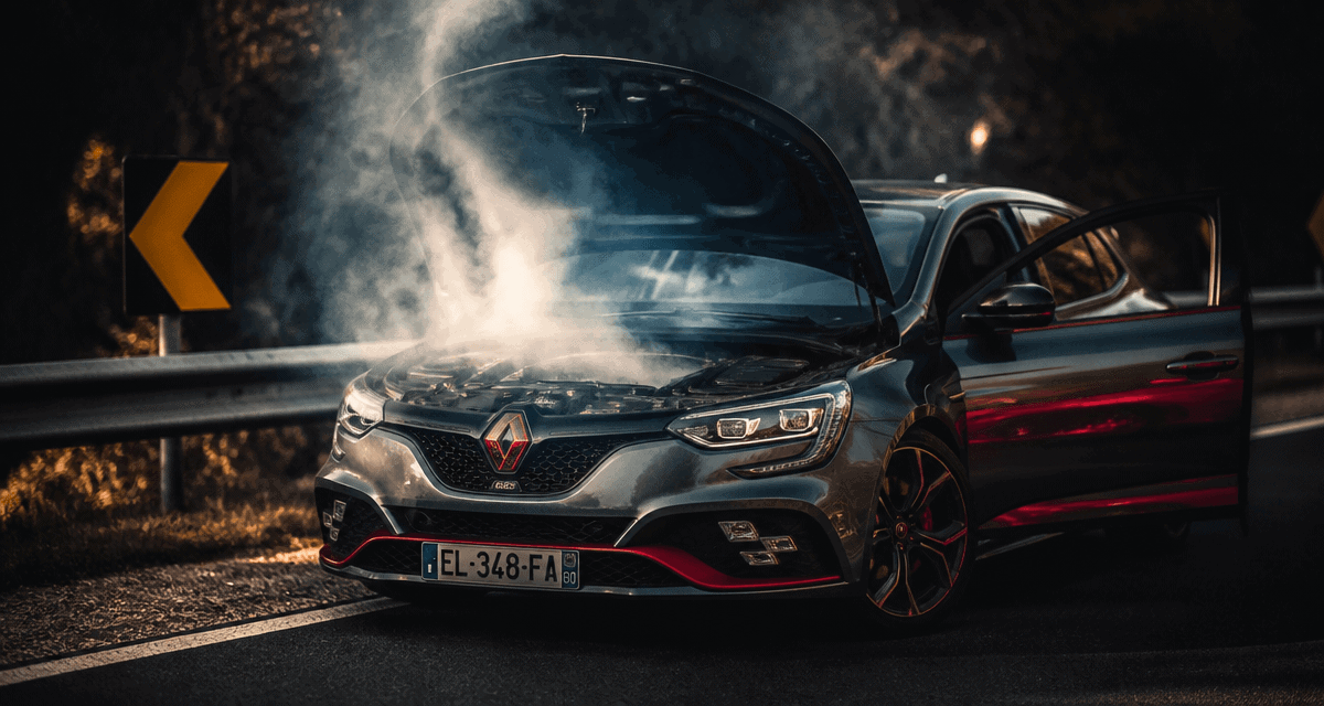 voiture qui fume sous le capot et odeur