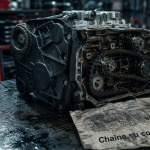 Chaîne ou courroie plaque immatriculation : moteur et distribution
