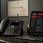 eca assurance telephone sur bureau moderne