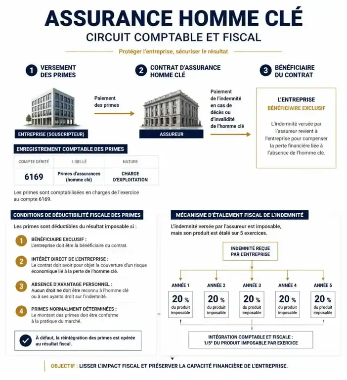 Infographie comptable et fiscale assurance homme clé