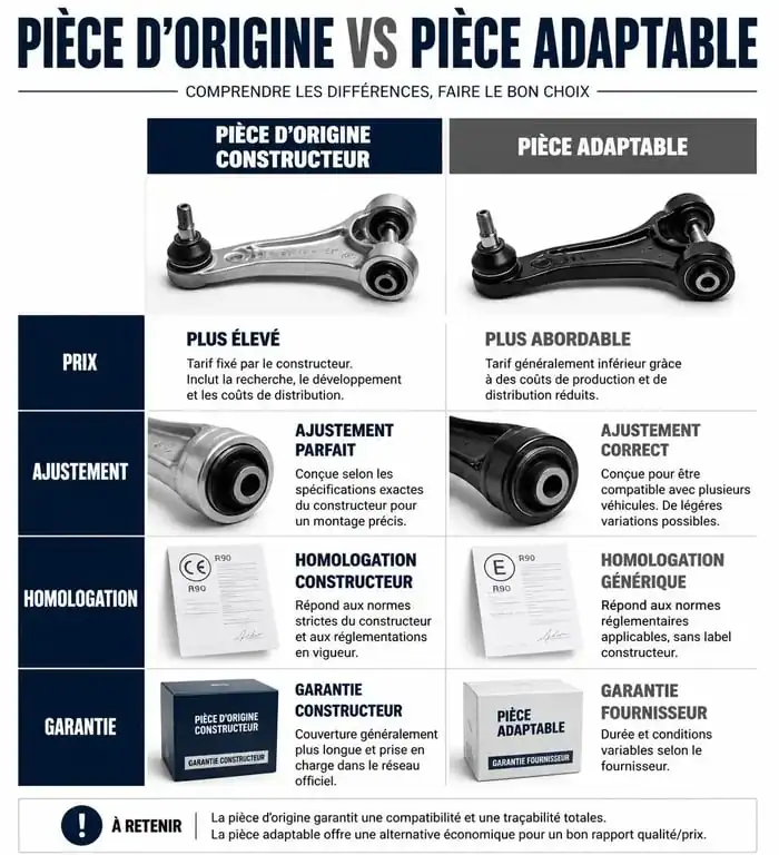 Comparatif entre pièce d'origine et pièce adaptable pour votre voiture, analyse pour piece auto discount avis
