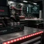 LPS Automotive : boîtier LiFePO4 et LED de sécurité en atelier mobile