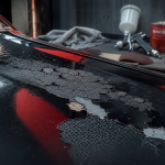 Peinture écaillée voiture : vernis écaillé et corrosion sur le capot