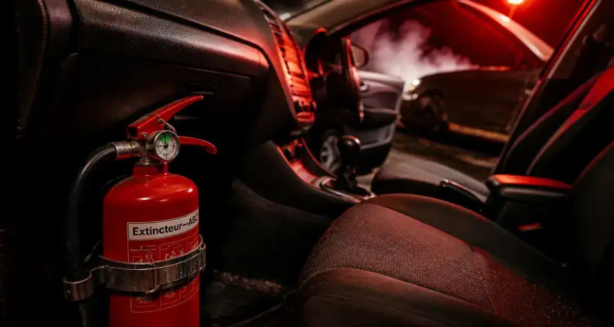 Quel extincteur pour voiture : extincteur ABC 1 kg avec manomètre vert