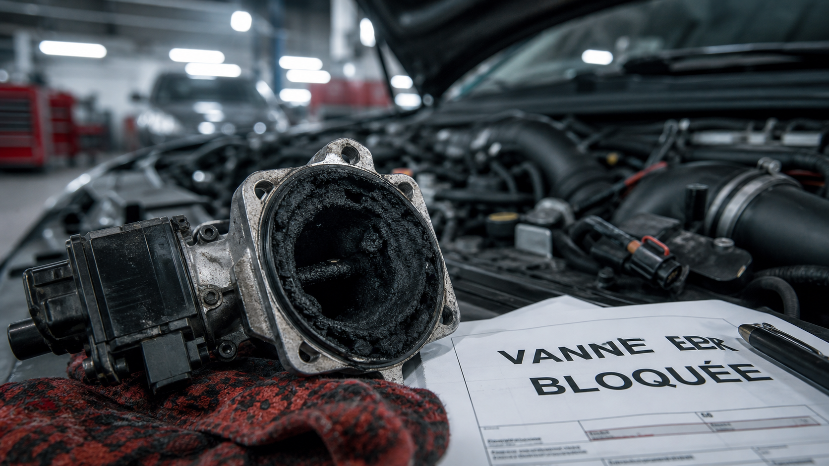 Vanne EGR bloquée ouverte symptôme : vanne EGR démontée encrassée de suie