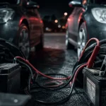 Branchement cable batterie voiture : pince rouge, pince noire, point de masse