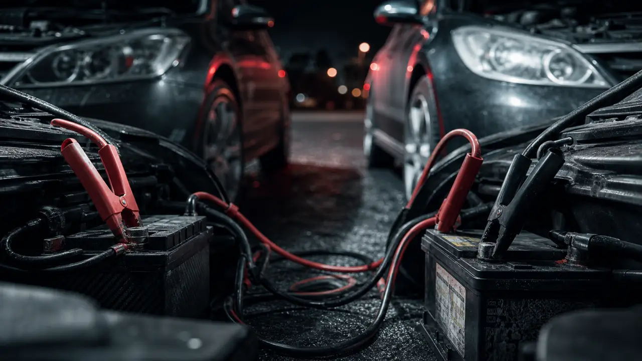Branchement cable batterie voiture : pince rouge, pince noire, point de masse