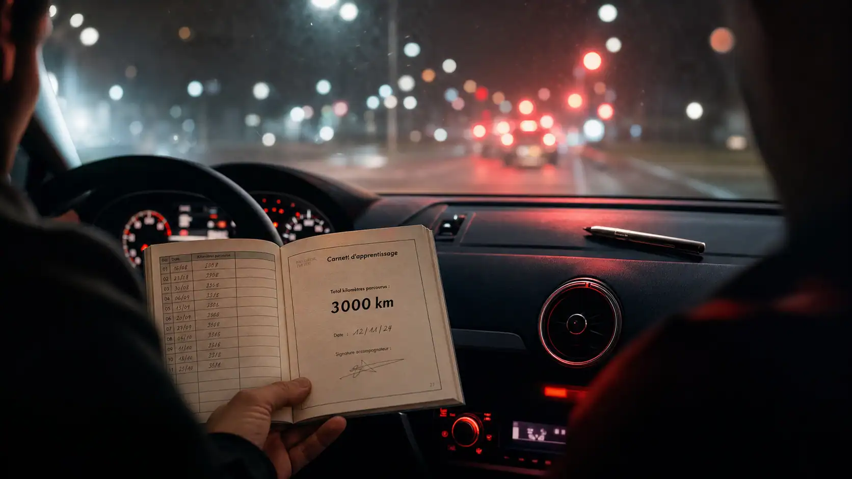 Conduite accompagnée 3000 km : en combien de temps ? livret et tableau de bord