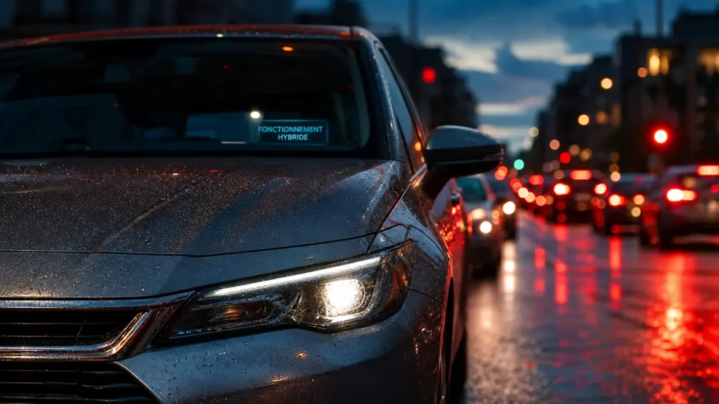 Fonctionnement voiture hybride : voiture en ville, recharge et trajets