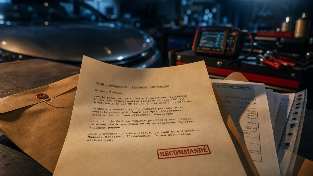 Lettre de réclamation concessionnaire automobile, preuves et délai de 8 jours