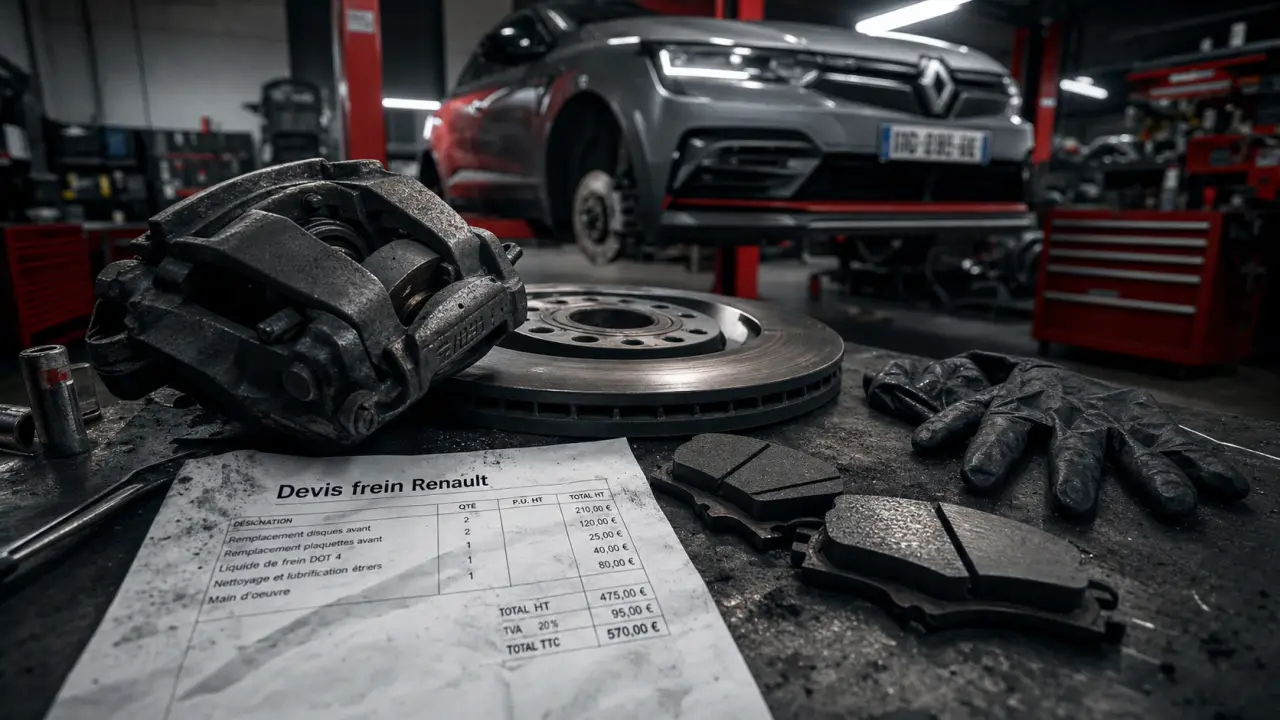 Prix changement plaquette de frein et disque chez Renault : étrier, plaquettes et disques en atelier