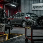 RN3 auto casse : atelier VHU, moteur démonté et pièces détachées