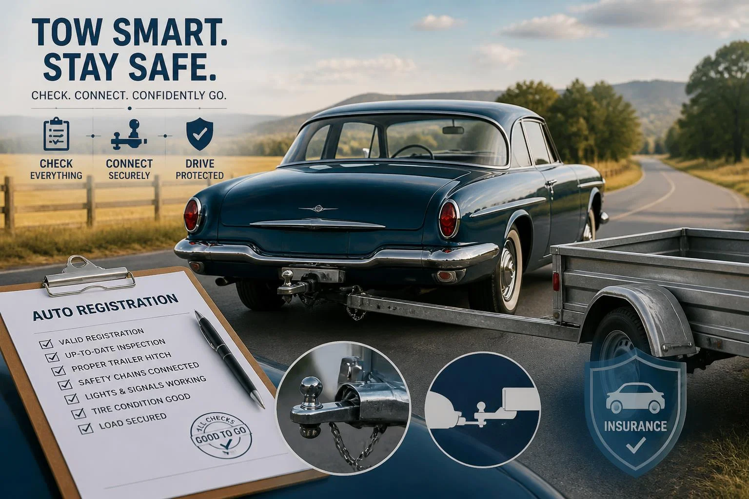 Voiture ancienne et remorque : vérifier avant de tracter