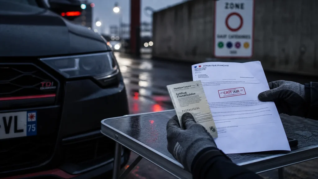 Voiture diesel interdite en 2024 en ZFE : documents Crit’Air