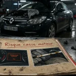 Casse moteur Renault TCe 1.2 H5Ft : berline en atelier, capot ouvert