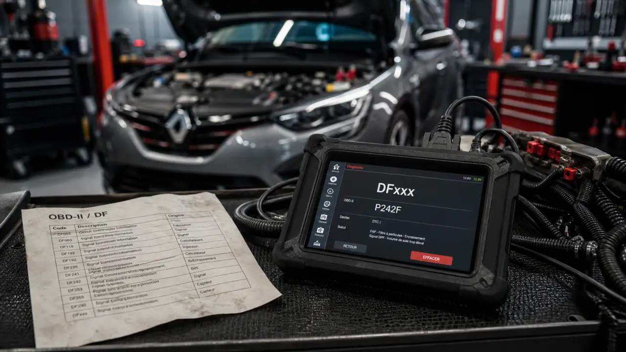 Codes defaut renault DFxxx et P-code : diagnostic capteur calculateur réseau