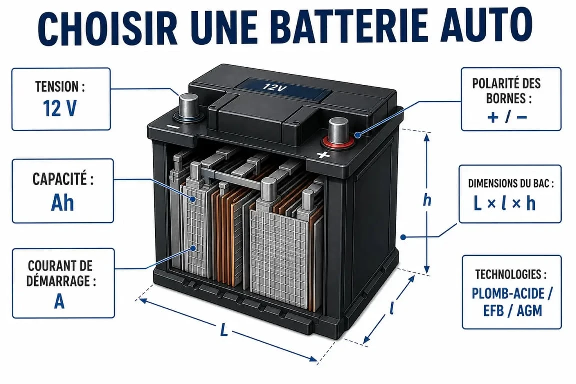 Comment choisir la batterie de sa voiture : critères de compatibilité, polarité, Ah et dimensions
