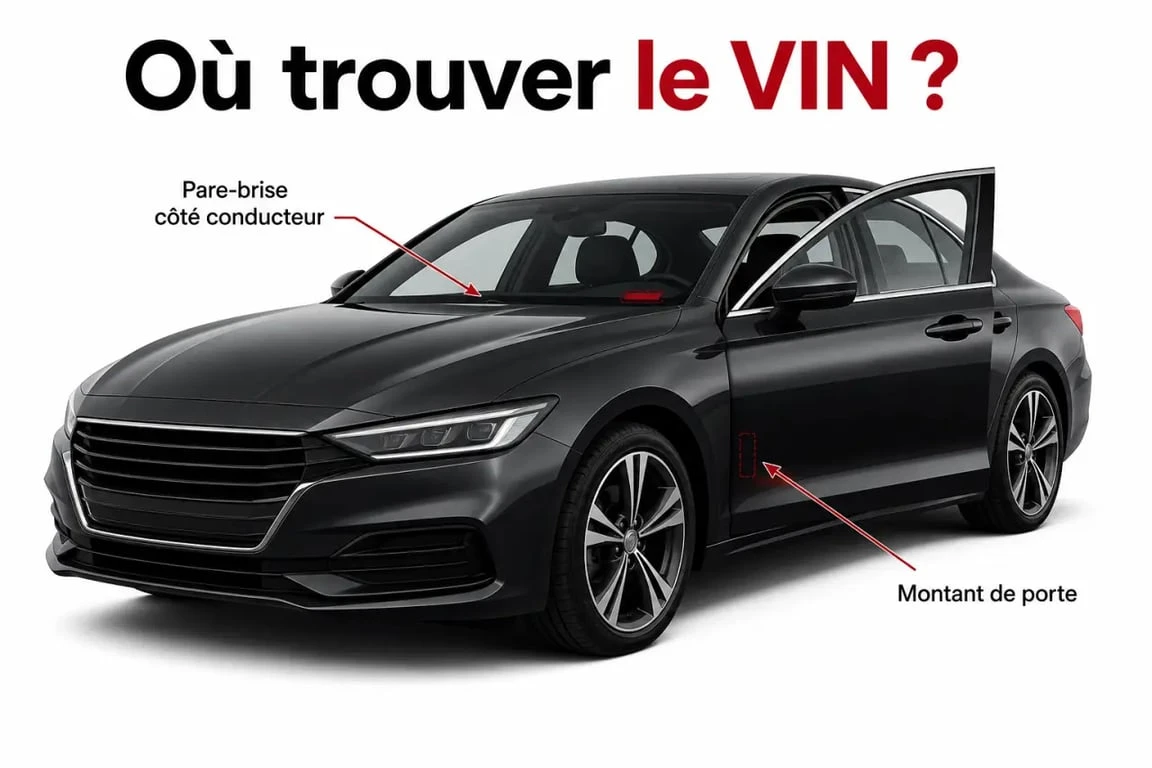 Comment savoir la finition de sa voiture : localisation du VIN sur le pare-brise et le montant de porte