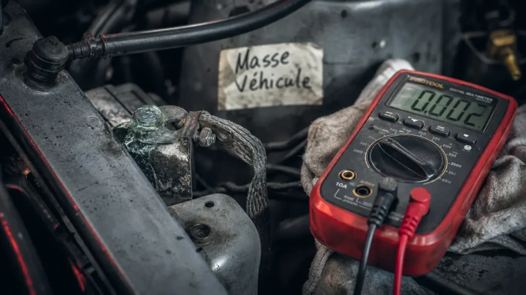 Masse voiture : oxydation sur cosse batterie et tresse de masse