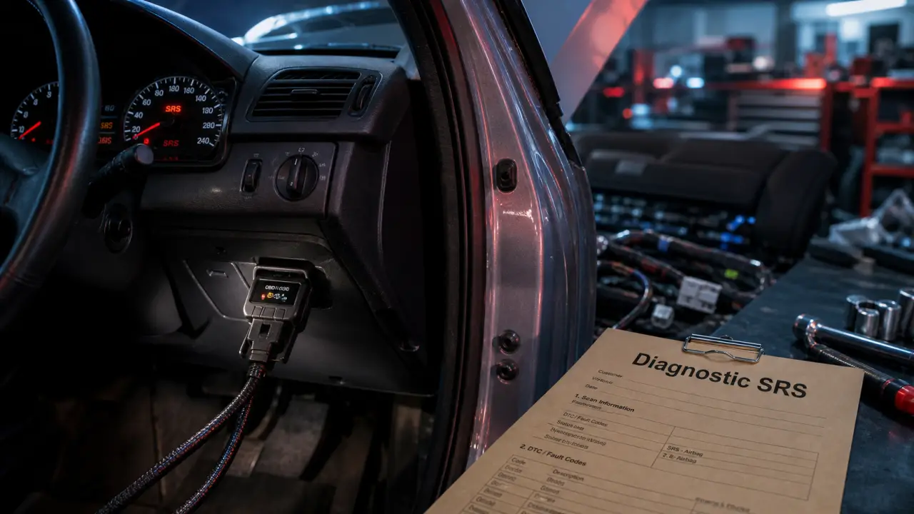 SRS voyant allumé sur tableau de bord, diagnostic OBD et risque contrôle technique