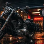 Assurance moto Harley-Davidson : mécanicien et dossier d’assurance devant une Harley noire