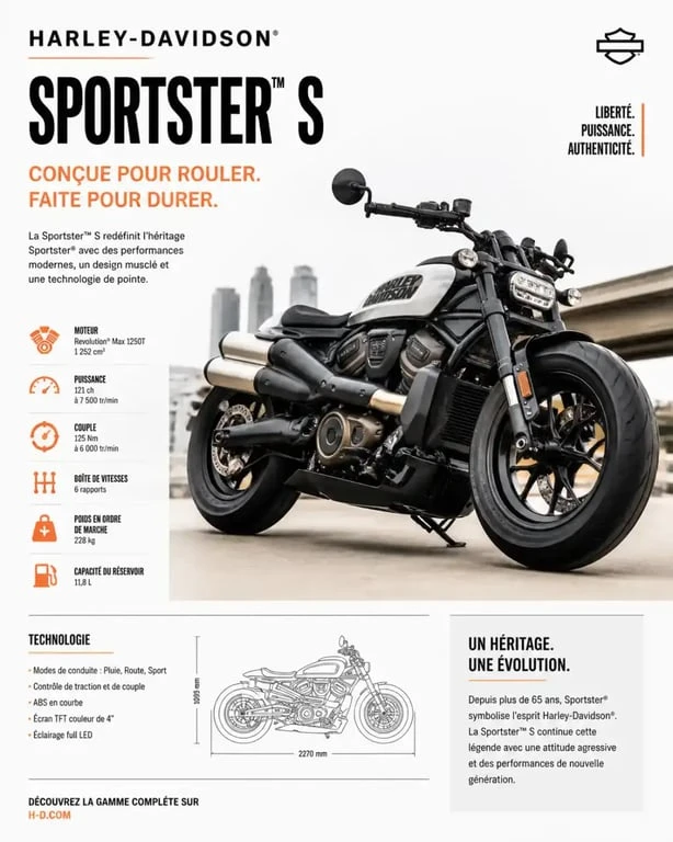 Moto Harley-Davidson moderne pour illustrer une assurance moto Harley-Davidson spécialisée