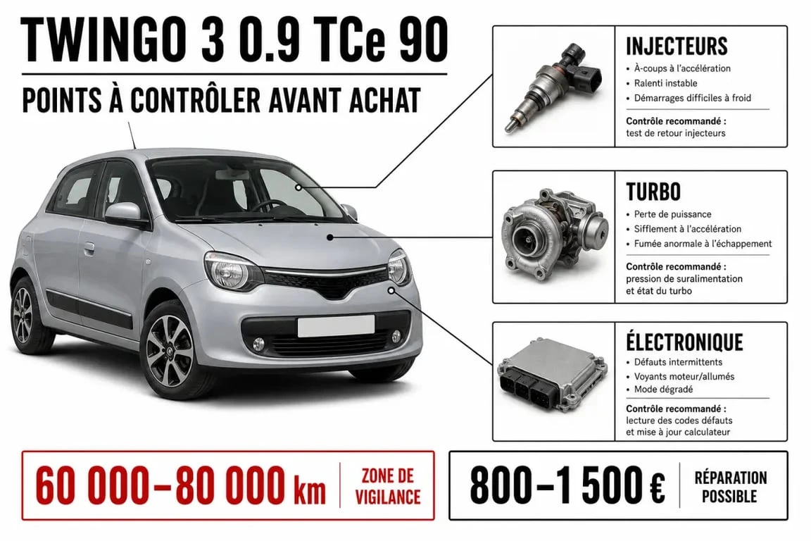 Fiabilité Renault Twingo 3 0.9 TCe 90 : points faibles et coûts à surveiller avant achat