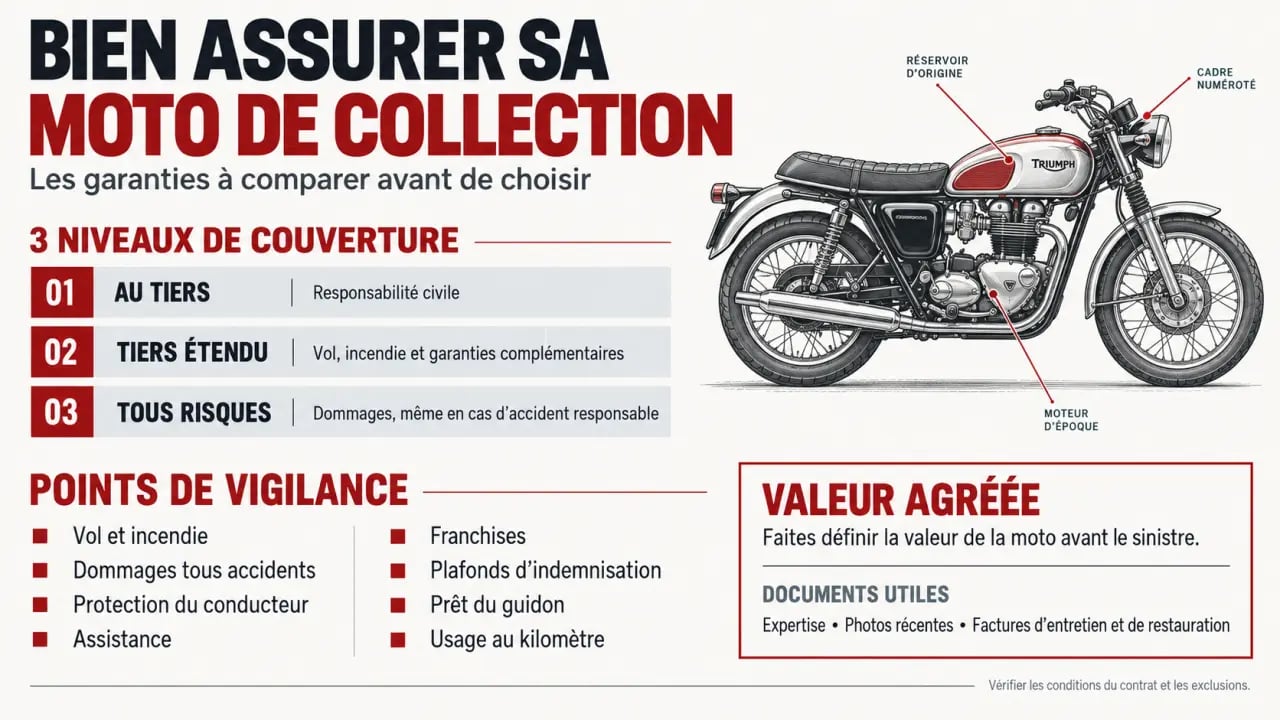Bien assurer sa moto de collection : formules, garanties et valeur agréée