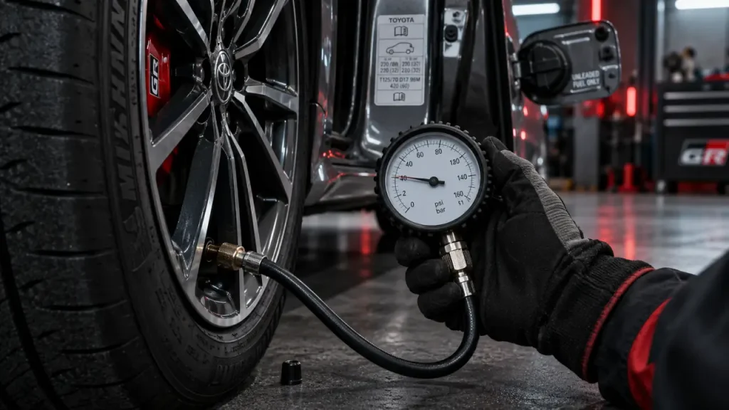 Gonfle pneu à froid : contrôle de pression au manomètre