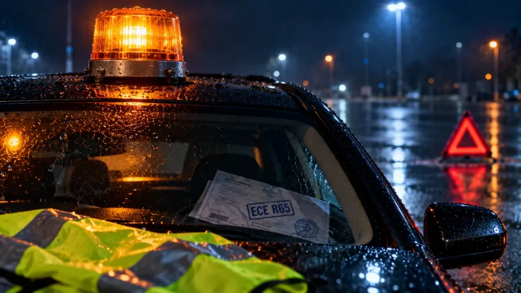 Girophare voiture LED sur toit, éclairage nuit humide
