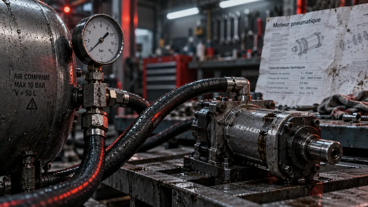 Moteur à air comprimé dans un atelier industriel