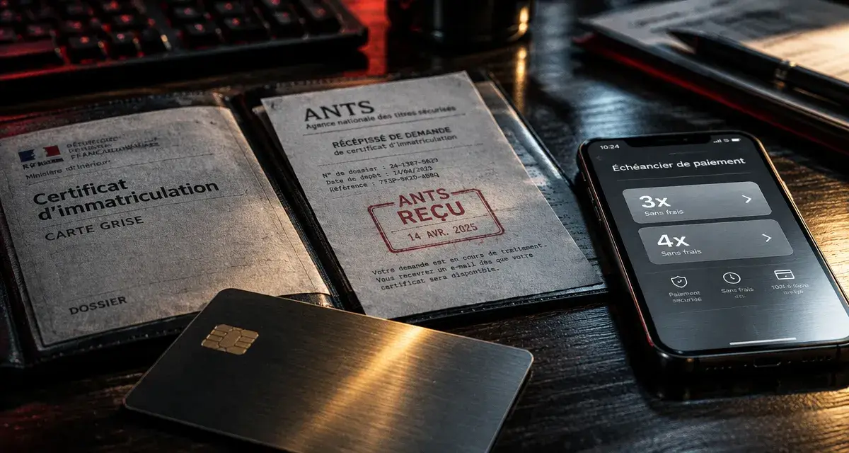Payer une carte grise en plusieur fois : reçu ANTS et échéancier 3x/4x